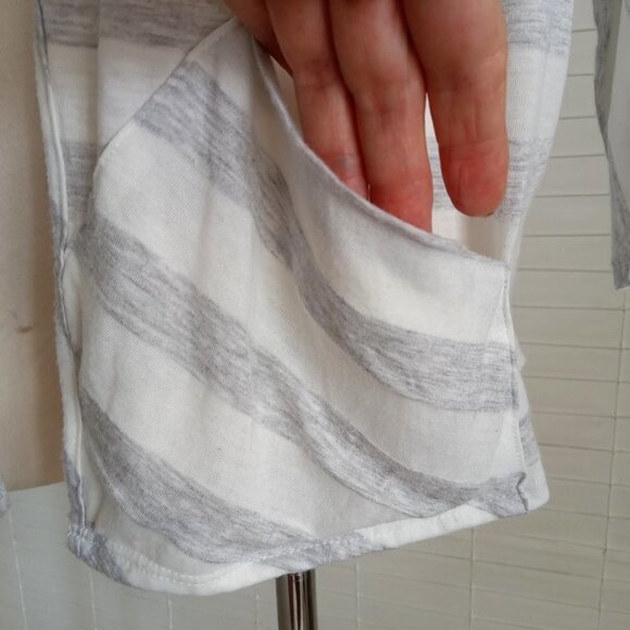 W118 by WALTER BAKER Longline Grey & White Striped Waterfall Open Cardigan L - Picture 5 of 12